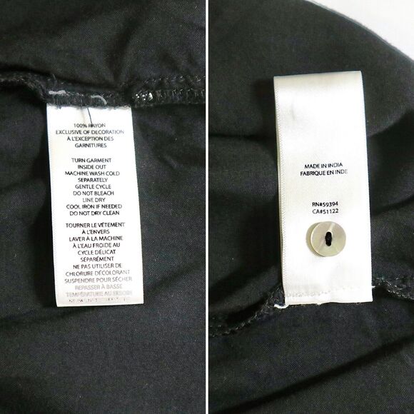 Beach Lunch Lounge Size M Embroidered 3/4 Bell Sleeve Blouse Black - Picture 9 of 9